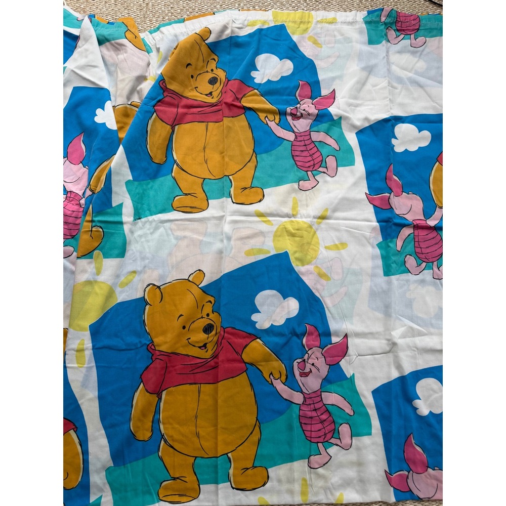Vintage Disney Winnie the Pooh Piglet Flat Sheet Twin Bedding 90's